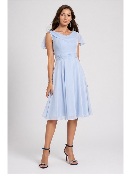 JJs House Dresses & Skirts - NWT JJ's House Sky Blue A-Line Scoop Pleated Ruffle Chiffon Bridesmaid Dress